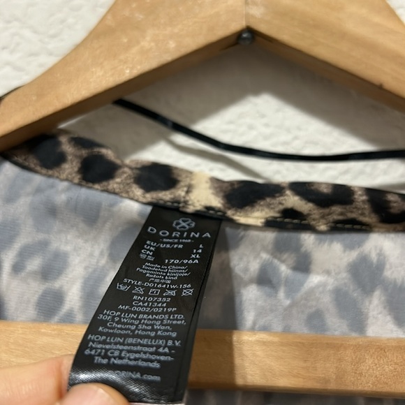 Dorina Dolores leopard print floral trim kimono robe Large Pink Brown No belt - Picture 5 of 12